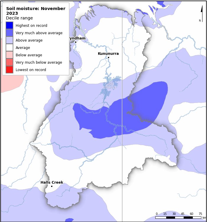 Soil moisture deciles: November 2023