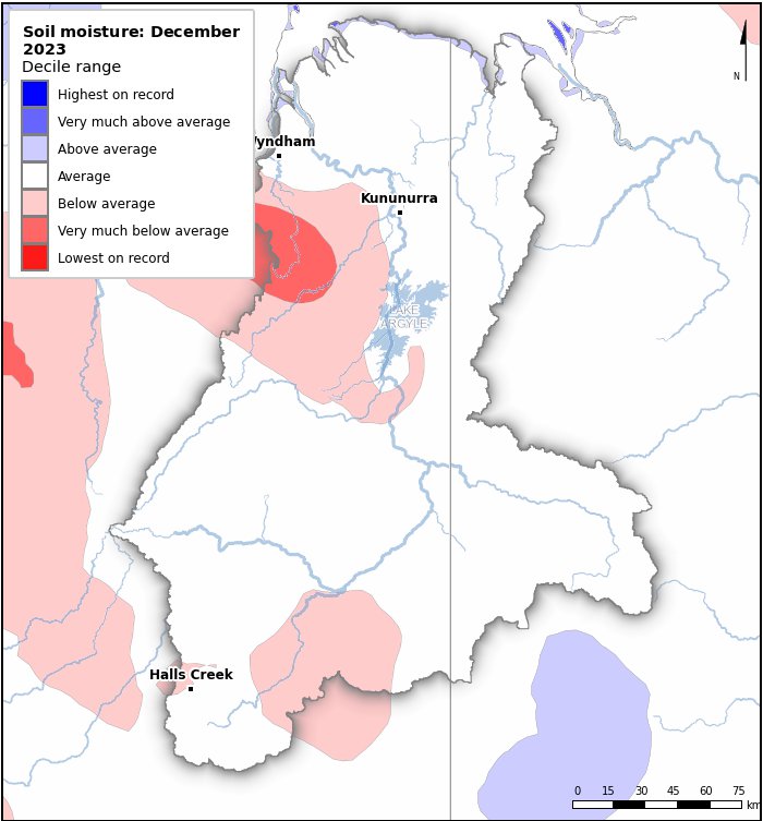 Soil moisture deciles: December 2023