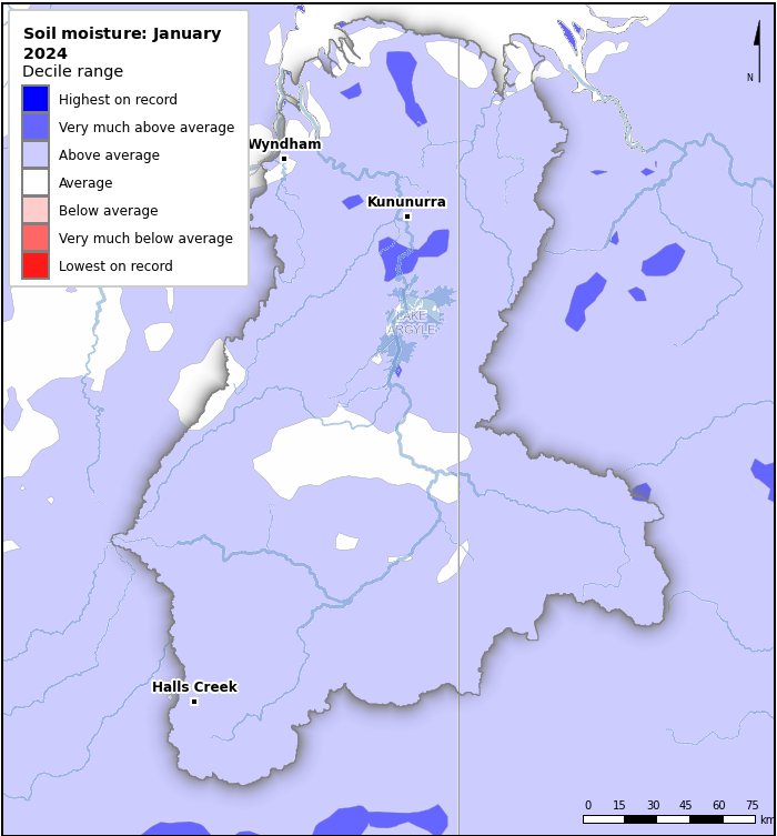 Soil moisture deciles: January 2024