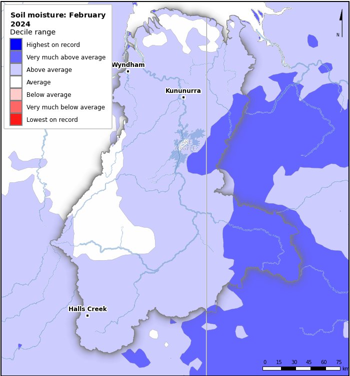 Soil moisture deciles: February 2024