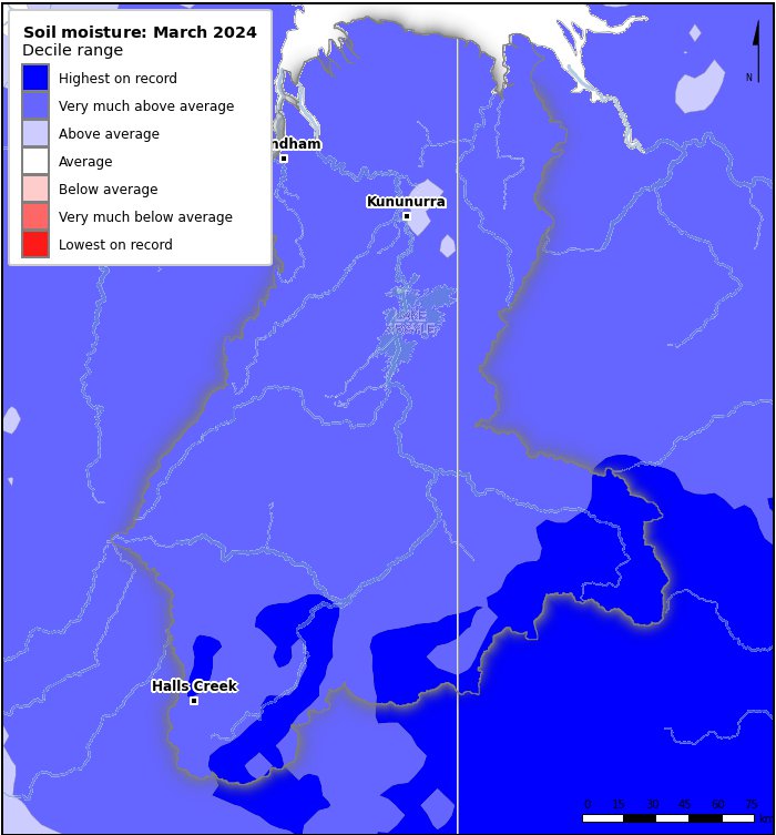 Soil moisture deciles: March 2024