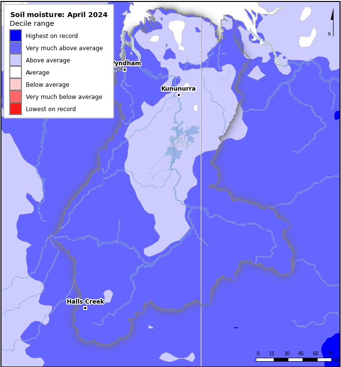 Soil moisture deciles: April 2024