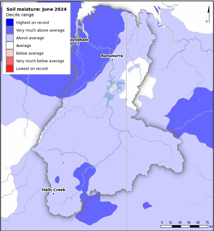 Soil moisture deciles: June 2024