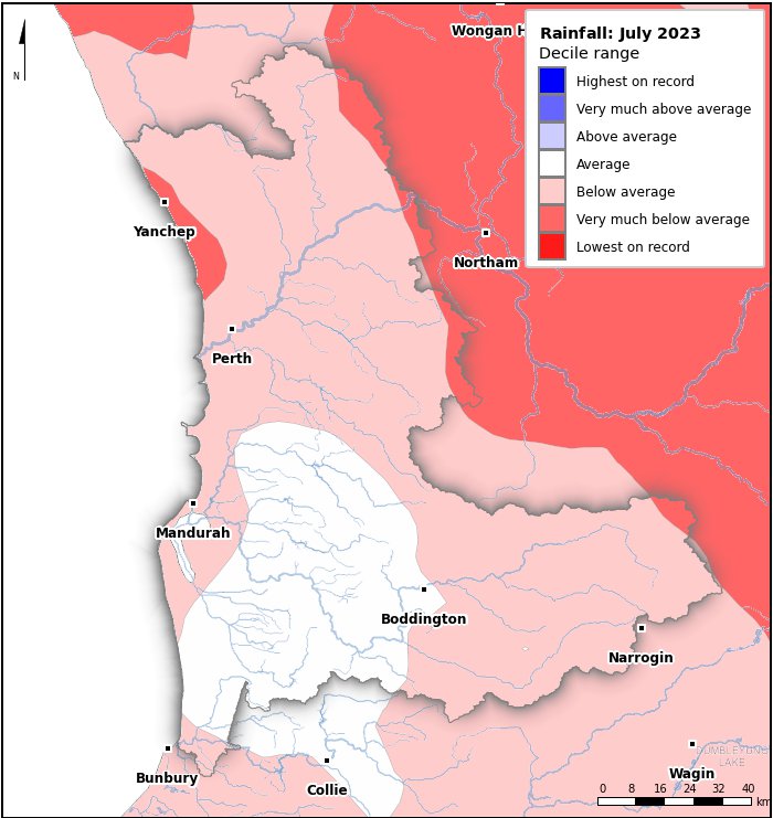Rainfall deciles: July 2023