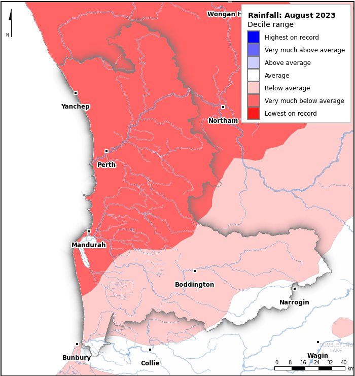 Rainfall deciles: August 2023