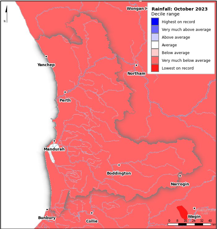 Rainfall deciles: October 2023