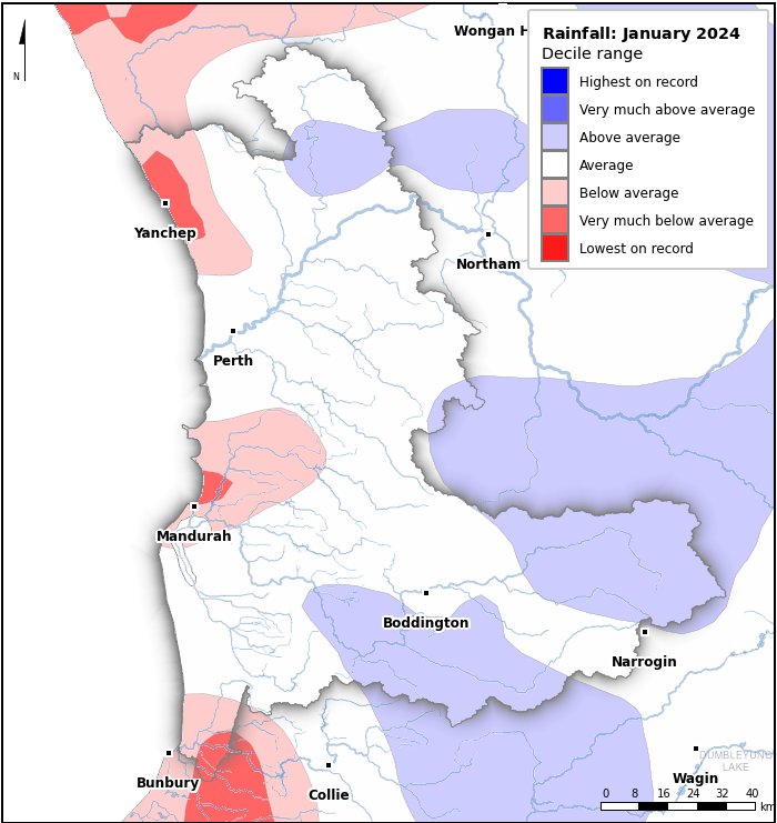 Rainfall deciles: January 2024