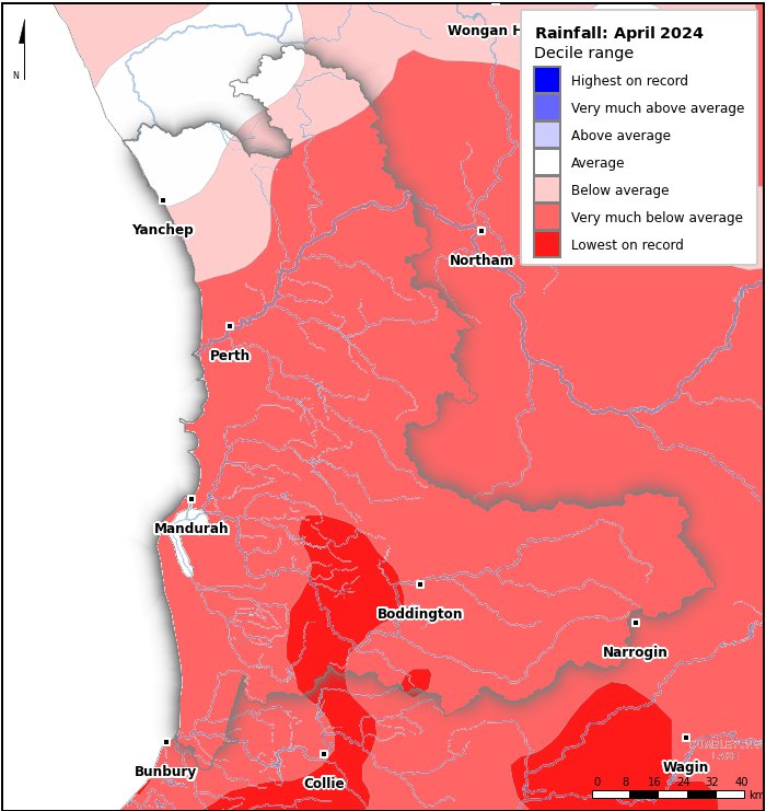 Rainfall deciles: April 2024