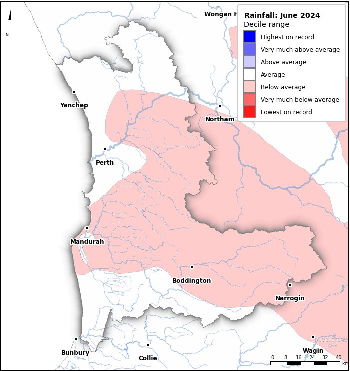 Rainfall deciles: June 2024
