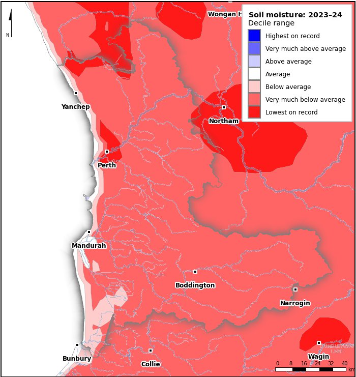 Soil moisture deciles: July 2023–June 2024