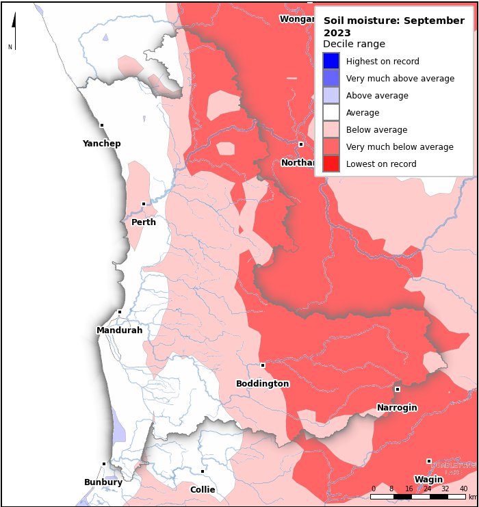 Soil moisture deciles: September 2023