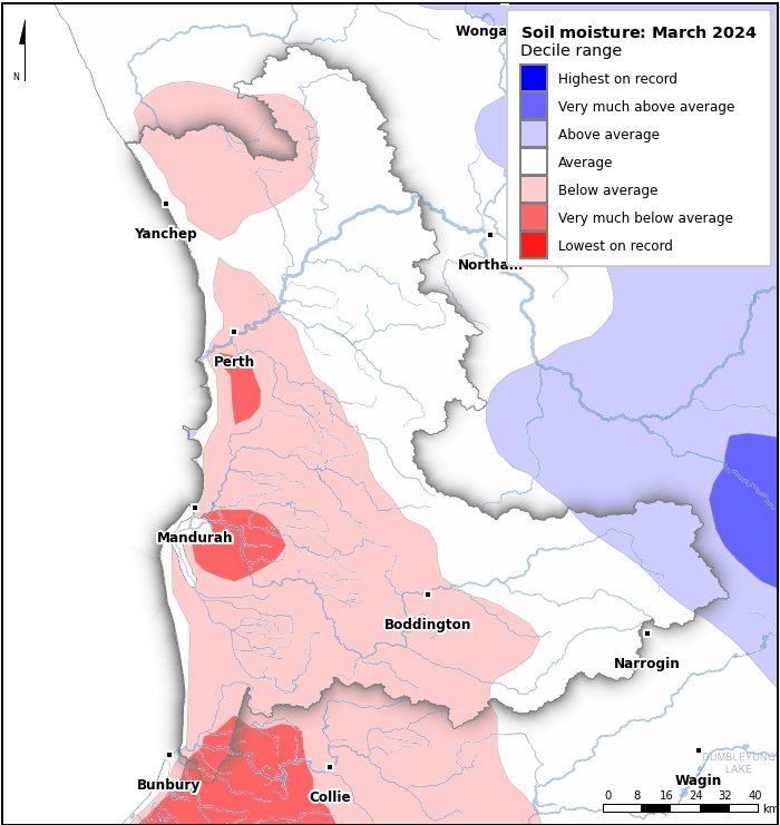 Soil moisture deciles: March 2024