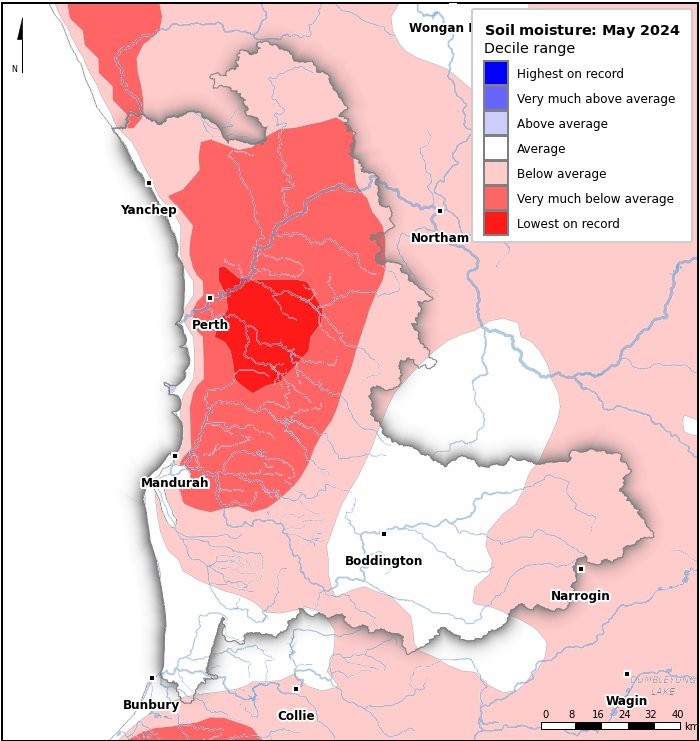 Soil moisture deciles: May 2024