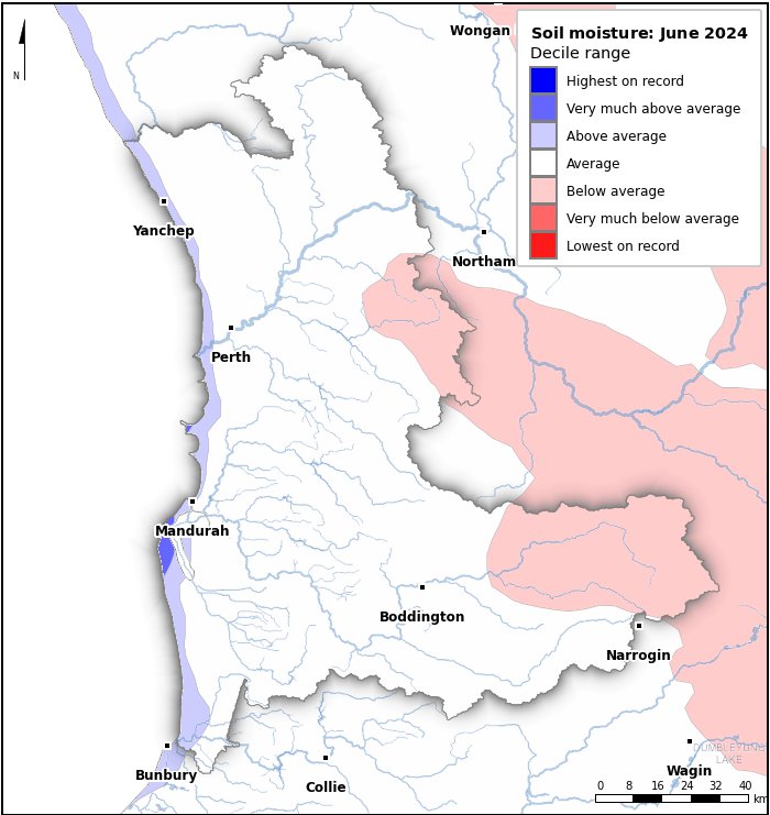 Soil moisture deciles: June 2024