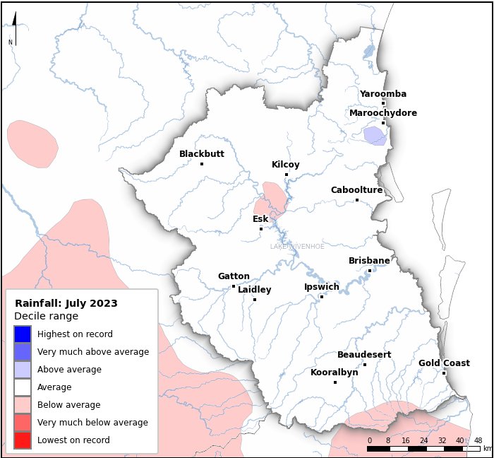Rainfall deciles: July 2023