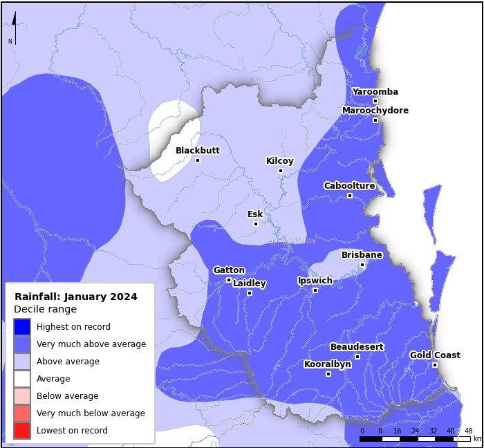Rainfall deciles: January 2024