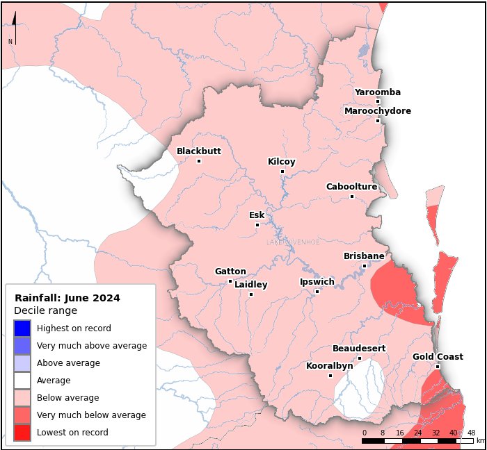 Rainfall deciles: June 2024