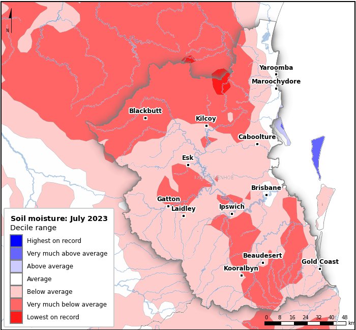 Soil moisture deciles: July 2023