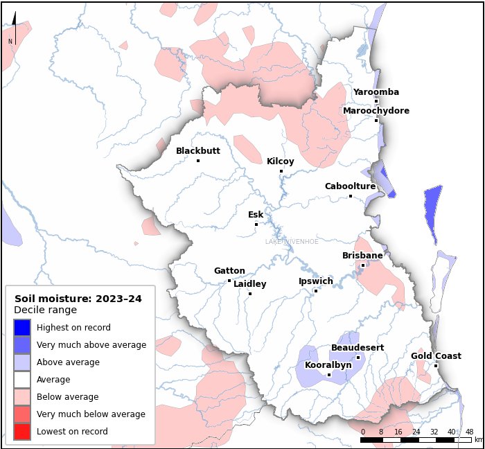 Soil moisture deciles: July 2023–June 2024