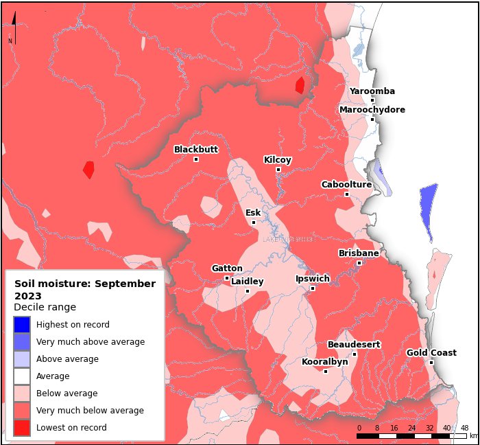 Soil moisture deciles: September 2023