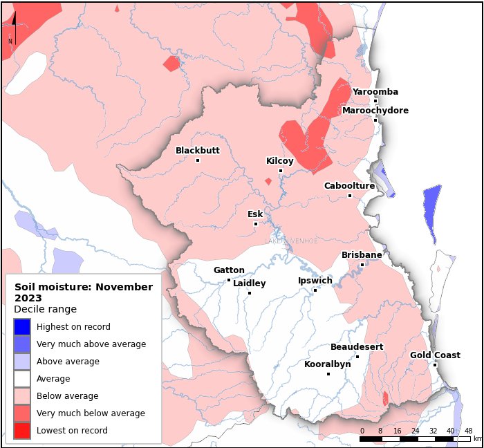 Soil moisture deciles: November 2023