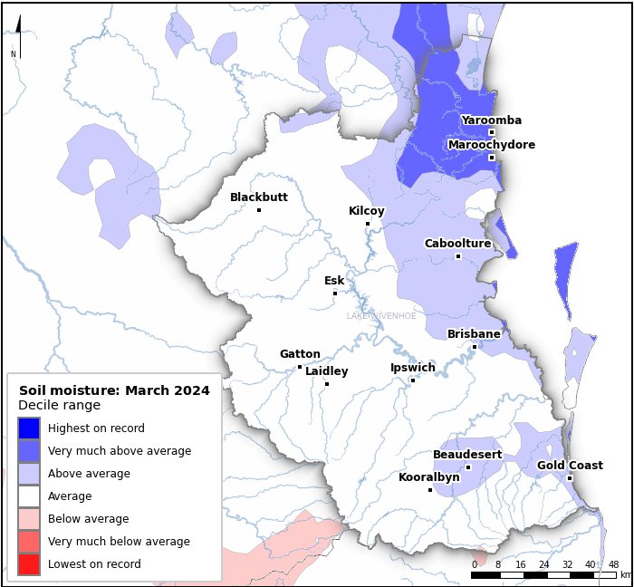 Soil moisture deciles: March 2024