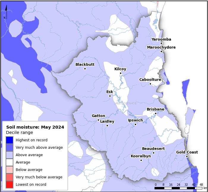Soil moisture deciles: May 2024