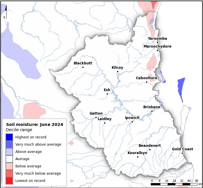 Soil moisture deciles: June 2024