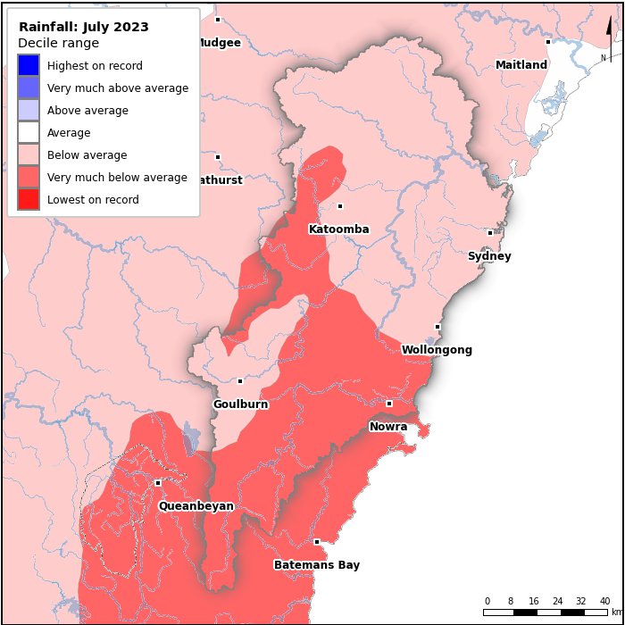 Rainfall deciles: July 2023