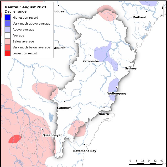 Rainfall deciles: August 2023