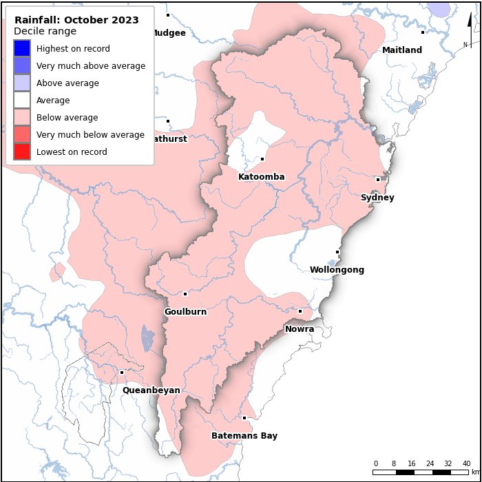 Rainfall deciles: October 2023