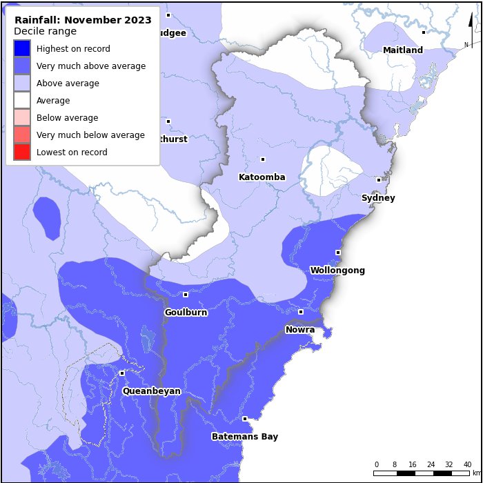 Rainfall deciles: November 2023