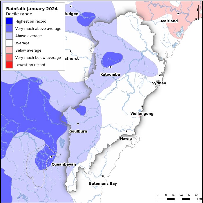 Rainfall deciles: January 2024