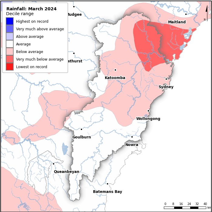 Rainfall deciles: March 2024