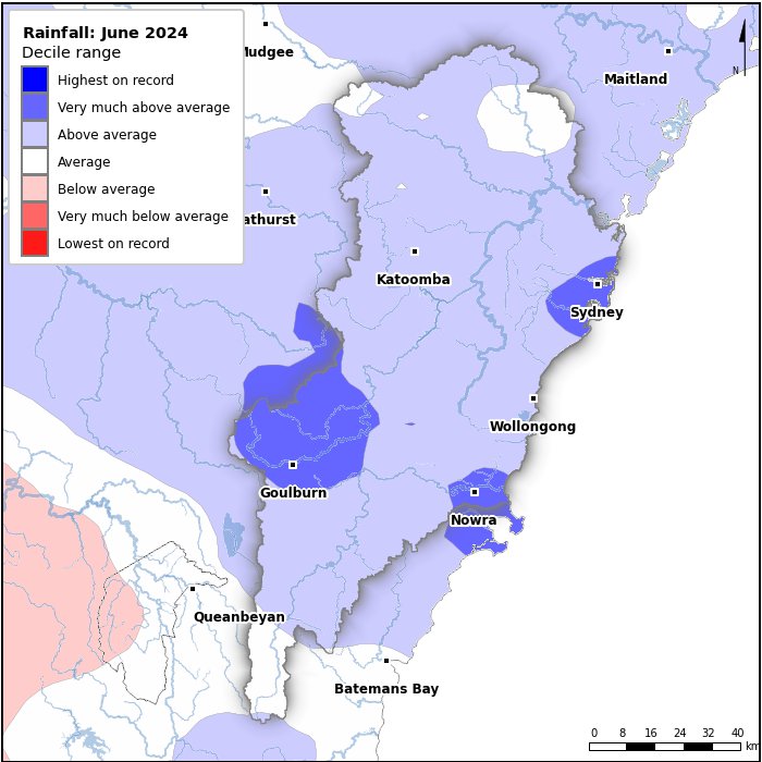 Rainfall deciles: June 2024