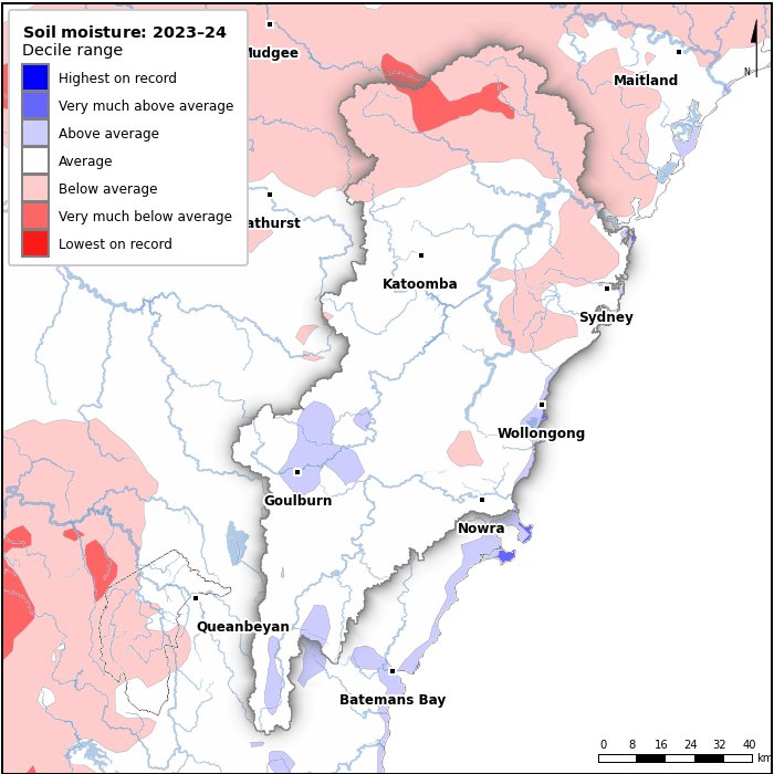 Soil moisture deciles: July 2023–June 2024