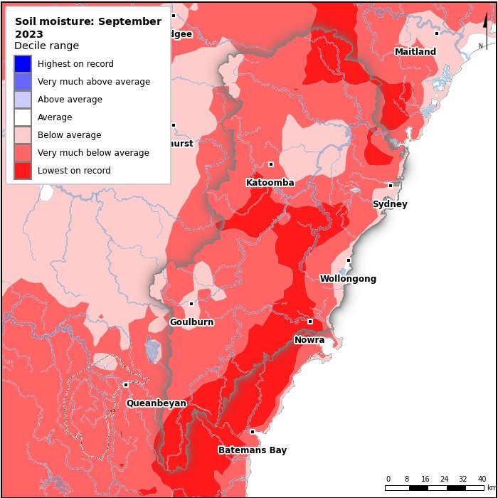 Soil moisture deciles: September 2023