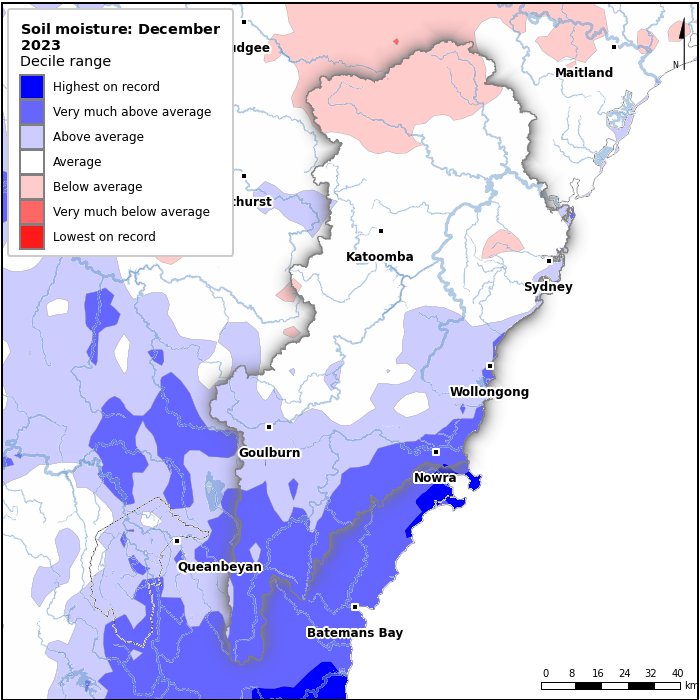 Soil moisture deciles: December 2023