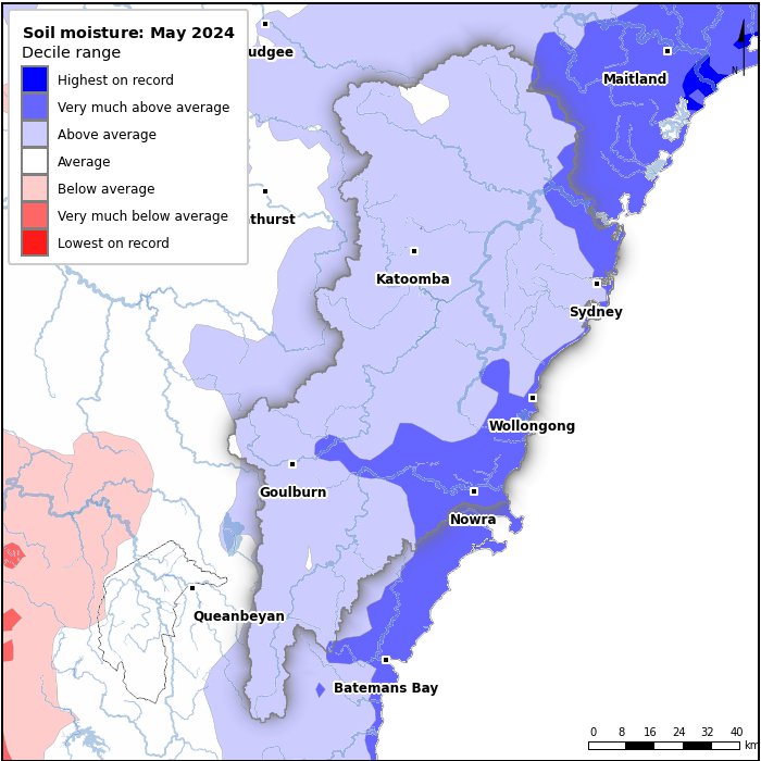 Soil moisture deciles: May 2024