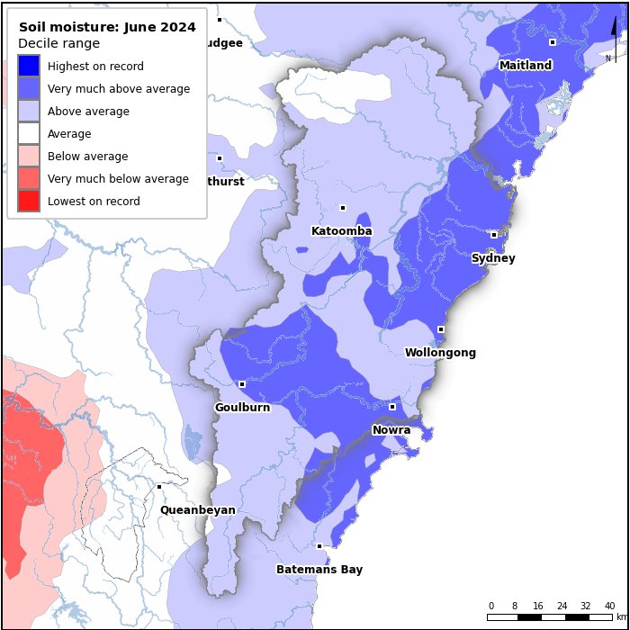 Soil moisture deciles: June 2024