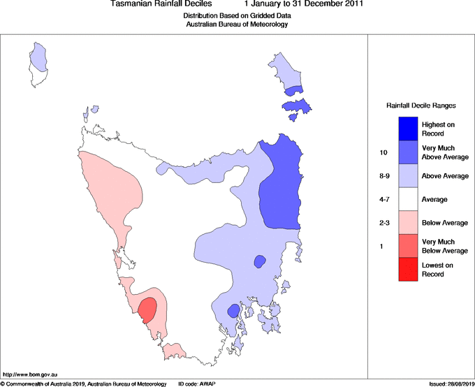 Map of Rainfall deciles