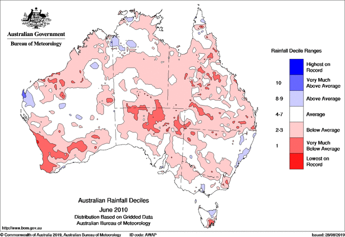 Map of rainfall deciles