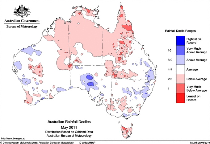 Map of rainfall deciles