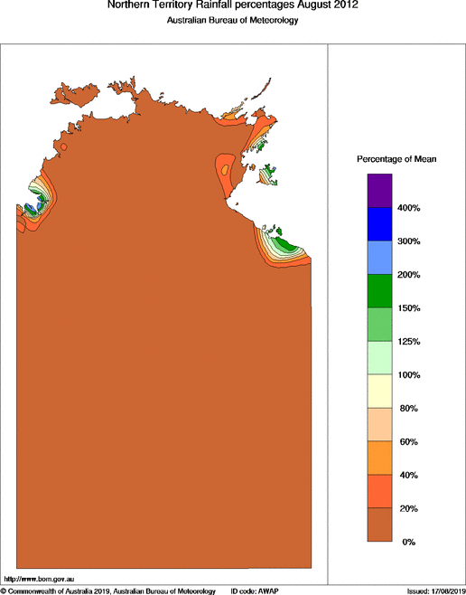 Map of Percentage of normal rainfall