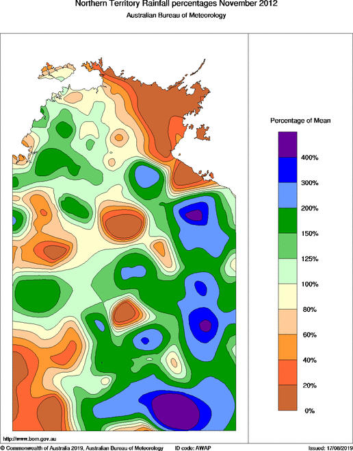 Map of Percentage of normal rainfall