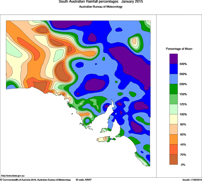 Map of Percentage of normal rainfall