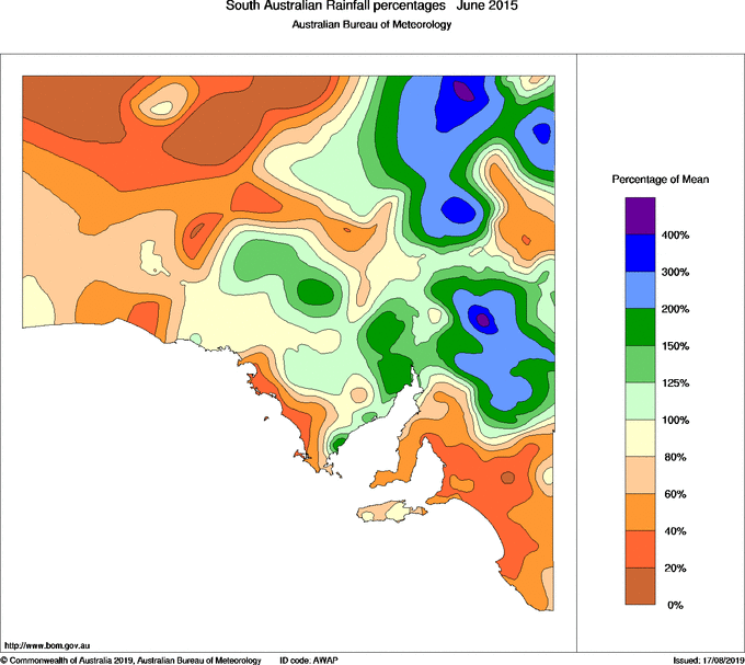 Map of Percentage of normal rainfall