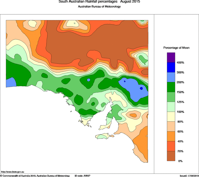 Map of Percentage of normal rainfall