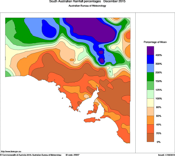 Map of Percentage of normal rainfall