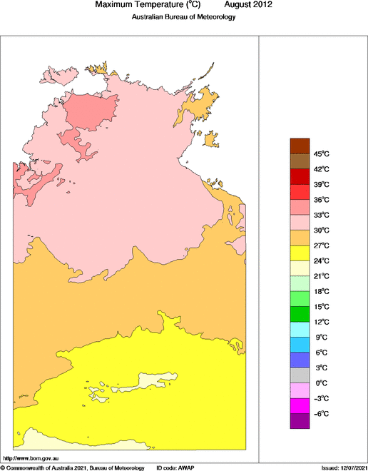 Map of Mean maximum temperature